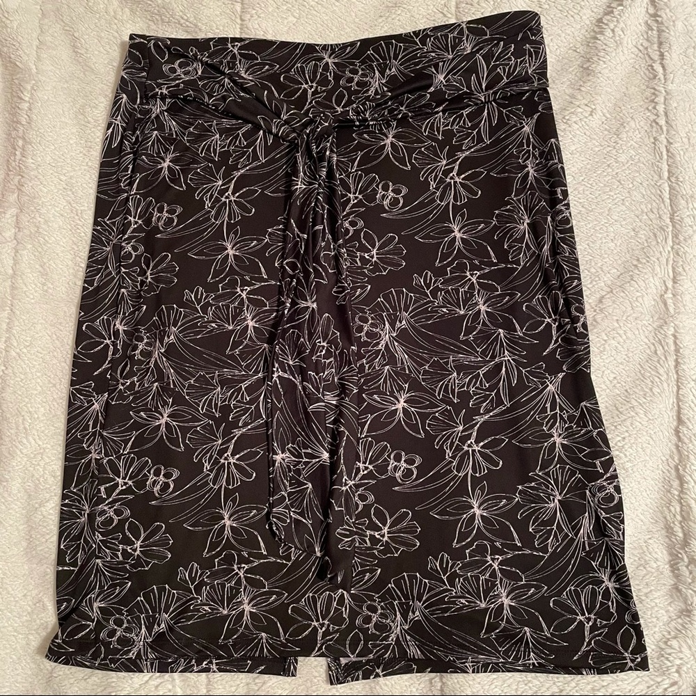 Halogen Black Floral Print Skirt